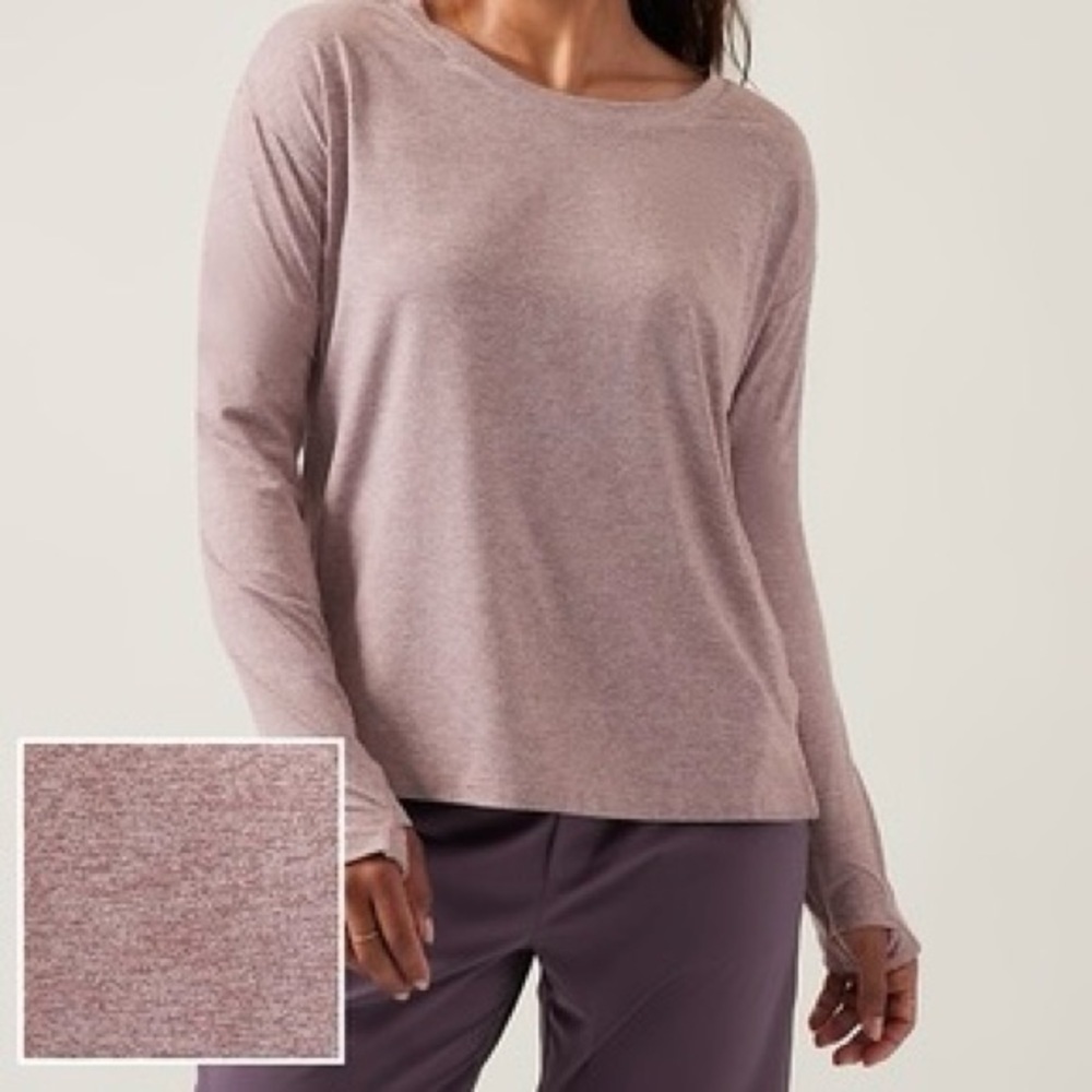 Athleta Uptempo II Long Sleeve Top in Heathered Purple Size 1X Style 882383